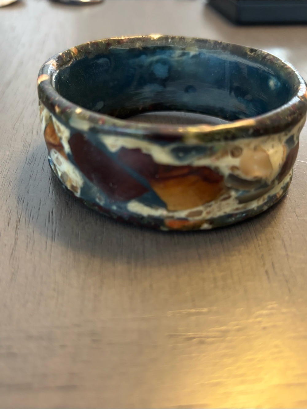 Resin Inlay Multicolor Statement bangle bracelet